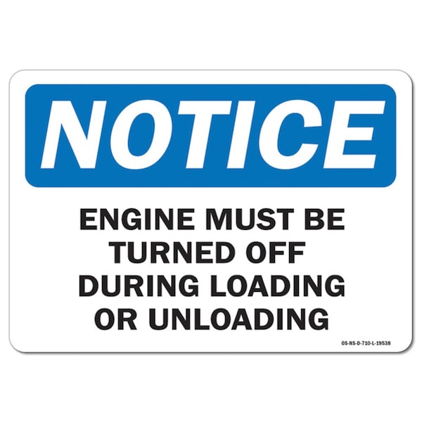 OSHA, 7" Width, Aluminum, 7" W, 10" L, Landscape, Engine Must Turned Off During Loading & Unloading